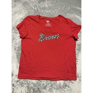 '47 Atlanta Braves T-Shirt Women 2XL Red Baseball‎ MLB V-Neck Graphic Tee